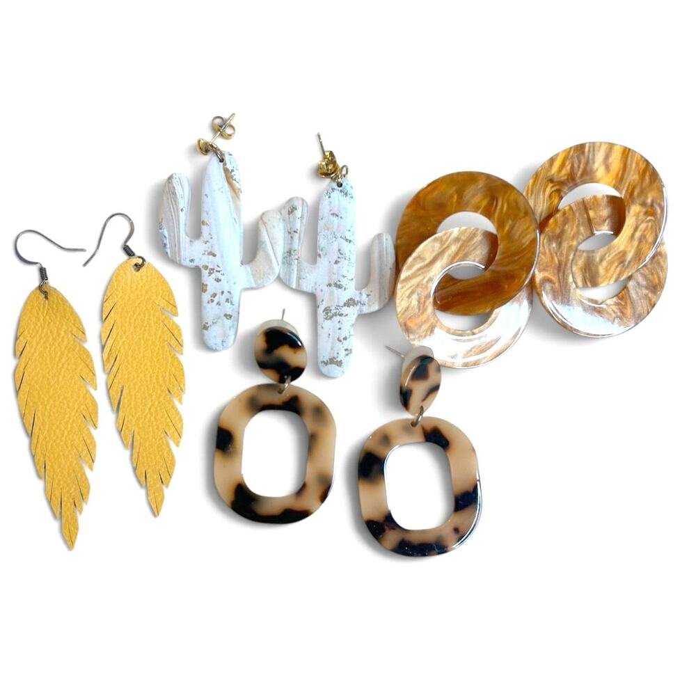 Boho Earrings Southwest Festival Fun Lightweight Big Statement Earrings Lot